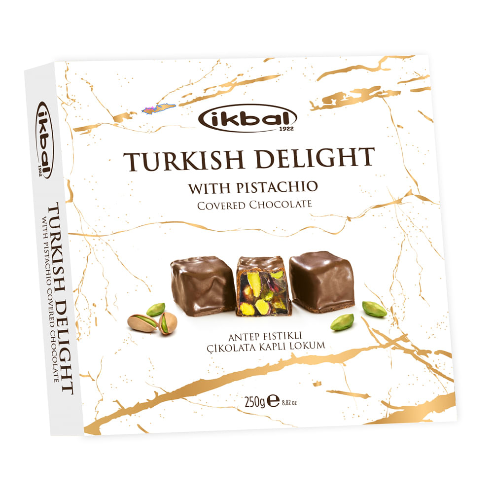 Doce de Goma Delícia Turca Com Pistache e Coberta De Chocolate 250g - Ikbal